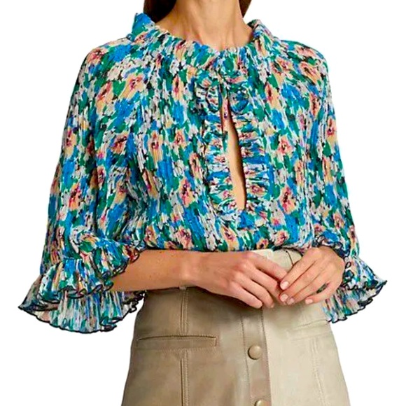 Ganni floral georgette blouse size 34 EUC - Picture 1 of 10